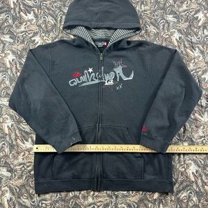 Y2K Quiksilver Black and Gray Men's Hoodie